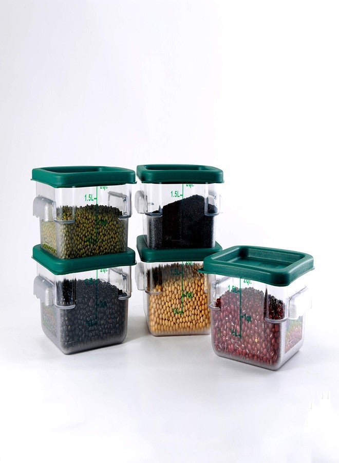 HAKKA FOOD PROCESSING Hakka 2 Qt Commercial Grade Square Food Storage Containers With Lids,Polycarbonate,Clear - Case of 5 - Image 3